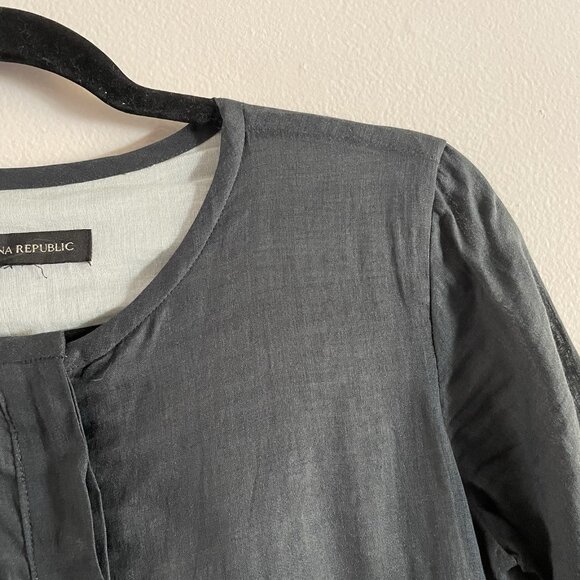 Banana Republic Women 00 Petite Green Slate Tie Waist Short Sleeve Ramie Romper - Picture 10 of 14